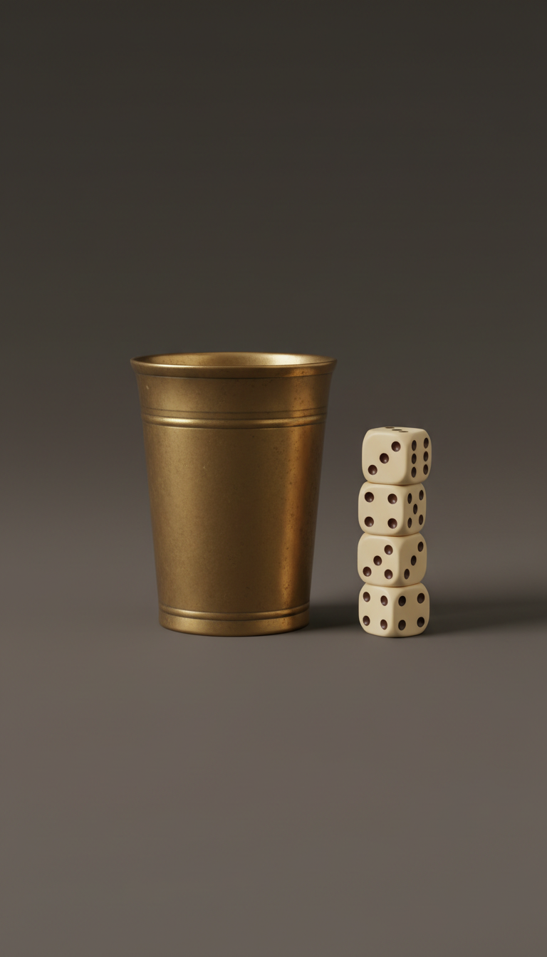 Brass Dice Cup and Classic Dice Set