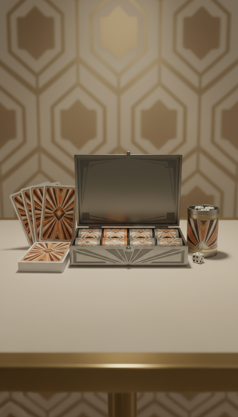 Art Deco Poker Set in Velvet Case